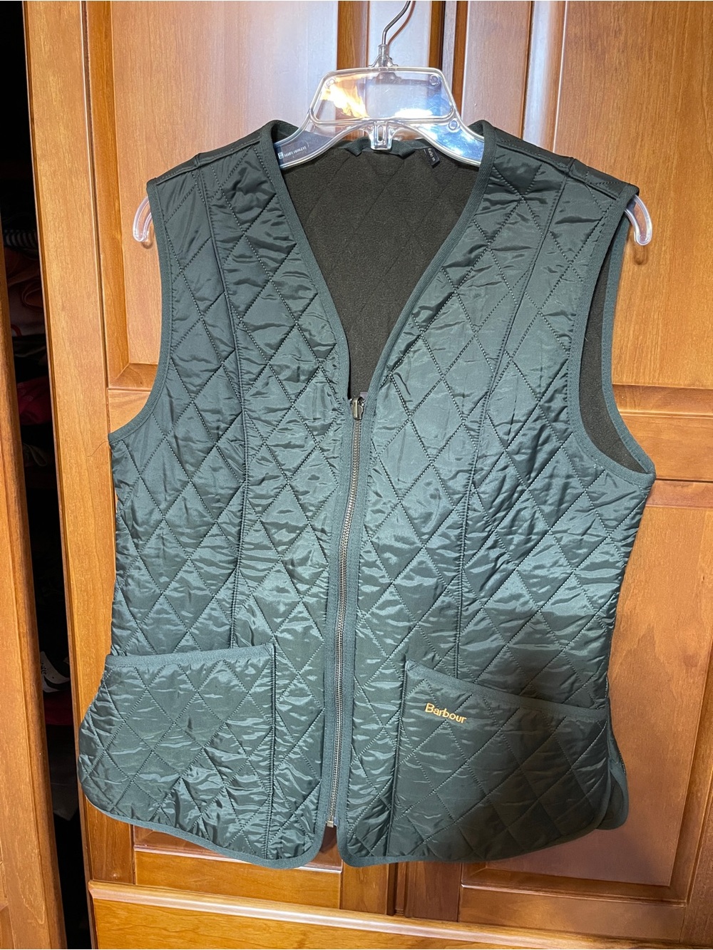 Barbour Quilted Forest Green Sleeveless Zip Vest